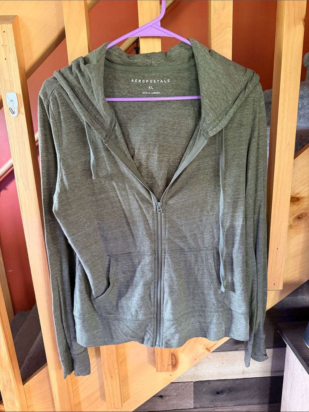Aeropostale Women's Olive Zip Hoodie with Hood
